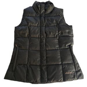 Eddie Bauer Black Goose Down Puffer Vest Winter Fall Size S Quality Layering